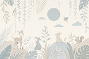 Woodland Animals Wallpaper Nursery Wallpaper Pastel Botanical Wall Mural design