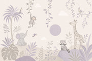 Nursery Jungle Wallpaper Safari Animals Tropical Foliage Removable Wall Decor design