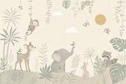 Jungle Nursery Wallpaper Tropical Animals Watercolor Wall Mural design