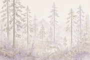 Watercolor Forest Wallpaper Pine Trees Woodland Wall Mural design