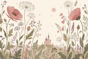 Muted Green Wallpaper Pastel Floral Removable Fairy Tale Wall Decor design