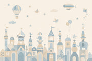 Hot Air Balloon Wallpaper Pastel Cityscape Kids Removable Wall Decor design