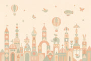 Pastel Cityscape Wallpaper Nursery Wallpaper Removable Hot Air Balloons Wall Decor design