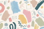 Abstract Wallpaper Cream Background Removable Pastel Wall Decor design