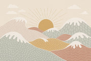 Abstract Landscape Wallpaper Rolling Hills Sunrise Removable Wall Decor design