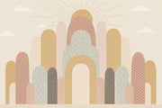 Abstract Arches Wallpaper Sunburst Cream Background Wall Mural design