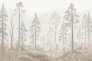 Misty Forest Wallpaper Foggy Woodland Pine Tree Removable Wall Decor design