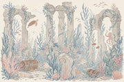 Underwater Ruins Wallpaper Coastal Watercolor Removable Wall Decor design
