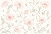 Poppies Wallpaper Blush Pink Vintage Garden Wall Mural design
