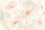 Poppy Flowers Wallpaper Botanical Removable Ivory Background Wall Decor design