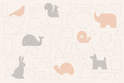 Nursery Animals Wallpaper Geometric Shapes Pastel Removable Wall Decor design