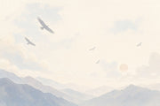 Landscape Wallpaper Watercolor Mountains Removable Wall Decor design