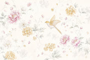 Peony Wallpaper Watercolor Removable Bird Wall Decor design