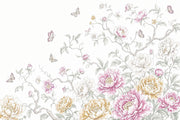 White Background Wallpaper Floral Botanical Wall Mural design