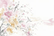White Background Wallpaper Floral Botanical Removable Wall Decor design