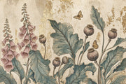 Vintage Botanical Wallpaper Floral Wallpaper Distressed Texture Wall Mural design