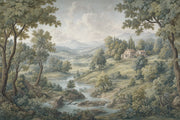 Cloudy Sky Wallpaper Pastoral Landscape Rustic Villa Wall Mural design