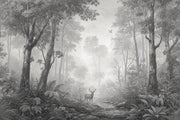 Gray Forest Wallpaper Misty Woodland Nature Mural Removable Wall Decor design
