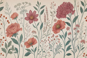Botanical Wallpaper Wildflowers Vintage Wall Mural design