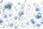 White Background Wallpaper Botanical Watercolor Removable Wall Decor design