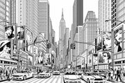 Times Square Wallpaper New York Cityscape Removable Black And White Wall Decor design