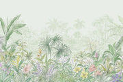 White Background Wallpaper Tropical Botanical Wall Mural design