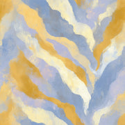 Abstract Brushstrokes Wallpaper Wavy Stripes Blue And Gold Removable Wall Decor design
