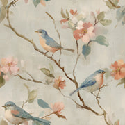 Muted Green Wallpaper Watercolor Bird Removable Wall Decor design