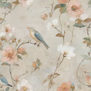 Muted Green Wallpaper Sage Bird Decorative Mural design
