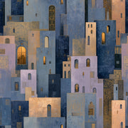 Abstract Cityscape Wallpaper Geometric Buildings Moody Night Removable Wall Decor design