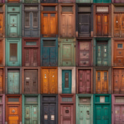 Vintage Doors Wallpaper Patchwork Collage Removable Weathered Wood Wall Double Roll design