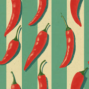 Chili Peppers Wallpaper Striped Background Retro Print Removable Wall Decor design