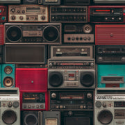 Boombox Wallpaper Vintage Removable Retro Electronics Wall Double Roll design