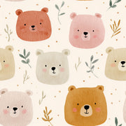 Watercolor Bears Wallpaper Nursery Wallpaper Cute Animal Faces Decorative Mural design