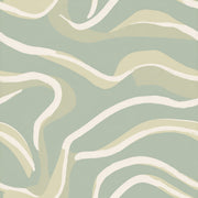 Abstract Waves Wallpaper Sage Green Organic Curves Decorative Mural design