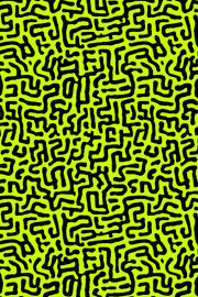 Labyrinth Wallpaper Neon Green Removable Black Squiggles Wall Double Roll design