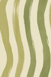 Abstract Stripes Wallpaper Wavy Vertical Bands Sage Green Decorative Mural design