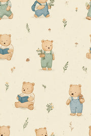 Nursery Wallpaper Teddy Bears Cream Background Decorative Mural design