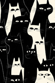 Cat Pattern Wallpaper Whimsical Graphic Illustration Removable Wall Decor design