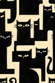 Black Cat Wallpaper Cat Faces Removable Graphic Illustration Wall Double Roll design
