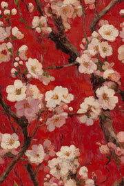 Cherry Blossom Wallpaper Red Background Japanese Inspired Removable Wall Decor design