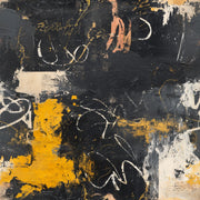 Dark Abstract Wallpaper Black Charcoal Background Mustard Yellow Accents Removable Wall Decor design