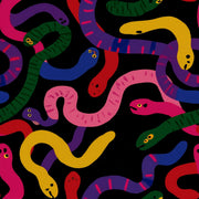 Colorful Snakes Wallpaper Black Background Whimsical Removable Wall Decor design