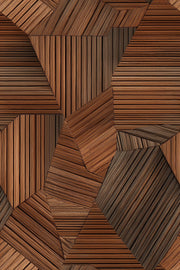 Dark Wood Wallpaper Geometric Mosaic Removable Abstract Panels Wall Double Roll design