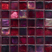 Red Glass Mosaic Wallpaper Square Tile Grid Geometric Pattern Decorative Mural design