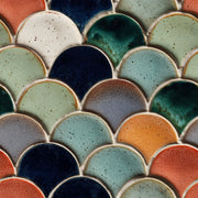 Geometric Scallop Wallpaper Fish Scale Tiles Removable Glazed Ceramic Wall Double Roll design
