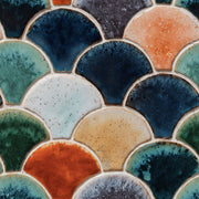 Scallop Tile Wallpaper Ceramic Glaze Mosaic Pattern Decorative Mural design