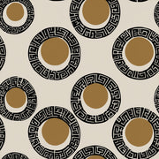 Greek Key Wallpaper Geometric Circles Black And Tan Decorative Mural design