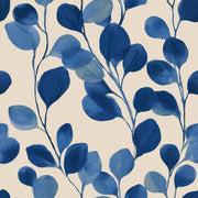 Blue Botanical Wallpaper Leafy Branches Modern Floral Removable Wall Decor design