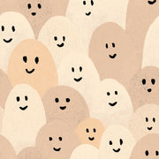 Abstract Faces Wallpaper Smiling Characters Removable Minimalist Doodle Wall Double Roll design
